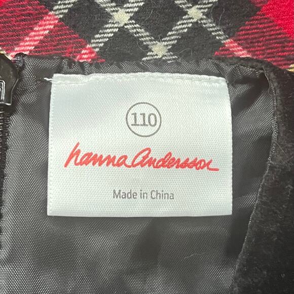 Hanna Andersson Holiday Dress Red Black Plaid Skirt Velvet Bodice Girl's 5 / 110 - Picture 4 of 8